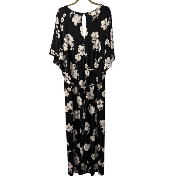 Lane Bryant Black & White Floral Jumpsuit Size 26/28W stretch Jumpsuit - Picture 10 of 12